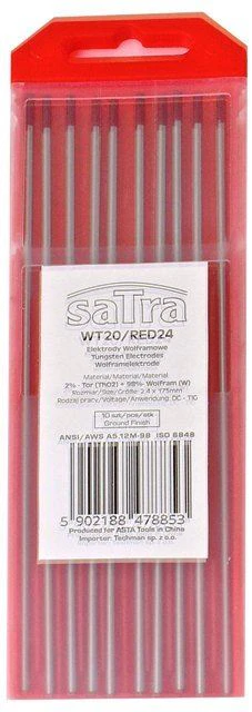 ASTA WT20/RED24 – Volfrámová elektróda WT20, červená, 2,4 × 175 mm