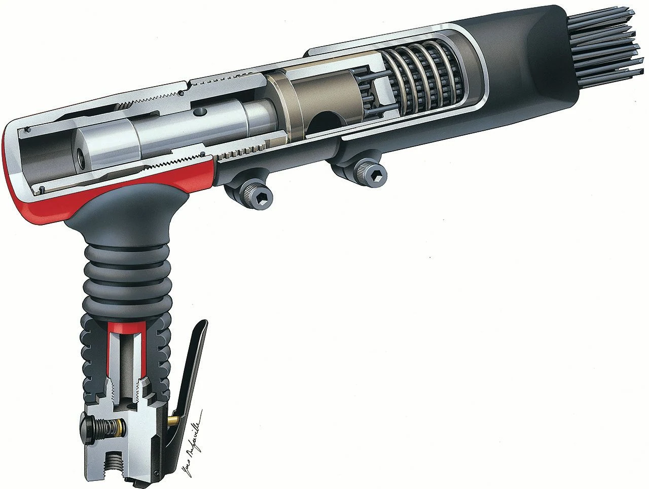 Pneumatický ihlový oklepávač, 1/8"-19 Chicago Pneumatic B18M 6151740280
