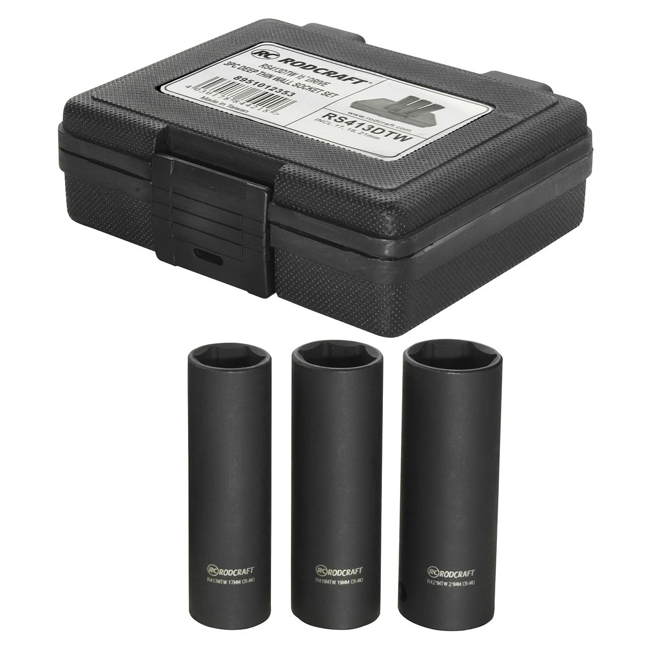 Súprava 3 hlbokých metrických tenkostenných rázových nástrčných hlavíc, 1/2" štvorhran Chicago Pneumatic RS413DTW 8951012353