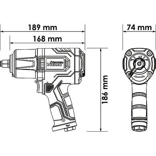 1⁄2″ Rázový uťahovač · 1800 Nm · Povoľovací moment maximálny : 1800 Nm VIGOR V4801