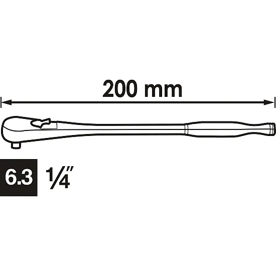 1⁄4″ Jemnozubá prepínacia račňa · dlhé prevedenie · 200 mm VIGOR V4944