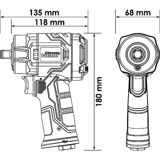 1⁄2″ Rázový uťahovač · 1200 Nm · Povoľovací moment maximálny : 1200 Nm VIGOR V5771