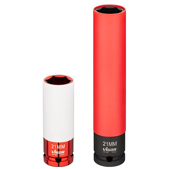 Nástrčná hlavica pre rázový uťahovač · dlhá · Veľkosť 21 mm · 1⁄2″ · Vonkajší profil šesťhran VIGOR V5932