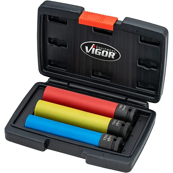 Sada silových nástrčných kľúčov · extra dlhých · 3-dielna · 17 · 19 · 21 mm · 1⁄2″ VIGOR V5933/3