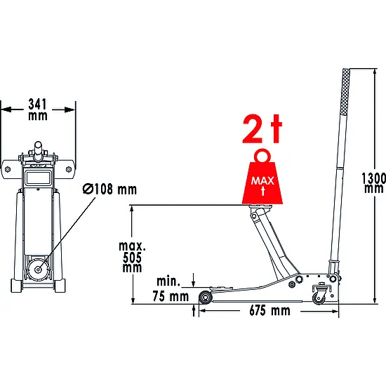 Hydraulický nízkoprofilový pojazdný zdvihák 2 t VIGOR V6028-2.0-D