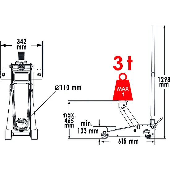 Hydraulický pojazdný zdvihák 3 t VIGOR V6028-3.0