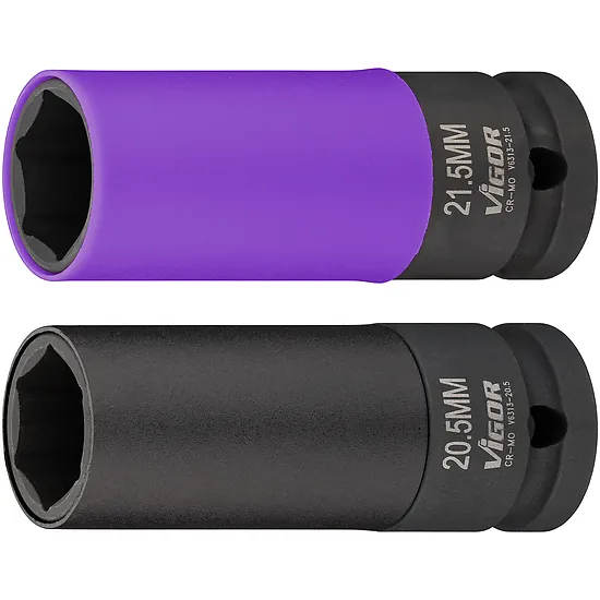 Nástrčná hlavica pre rázový a strojový uťahovač · 80 mm · 1⁄2″ · Vonkajší profil šesťhran VIGOR V6313-21.5