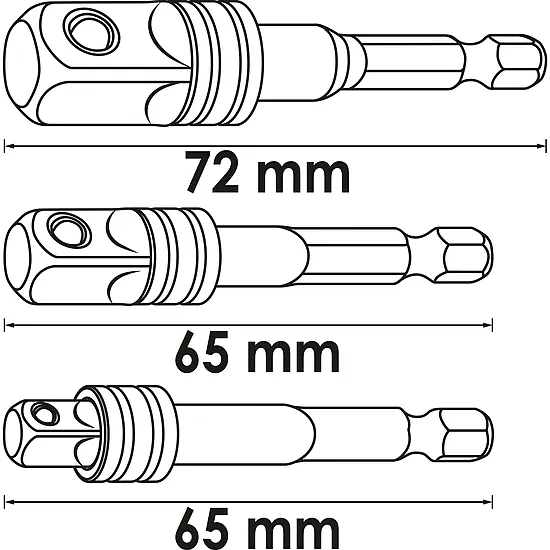 Sada adaptérov nástrčného kľúča · 3-dielna · 1⁄4″ · 1⁄4″ · 3⁄8″ · 1⁄2″ VIGOR V7603/3