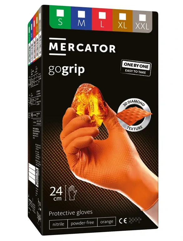 Nitrilové rukavice MERCATOR Gogrip oranžové 100ks ONE BY ONE