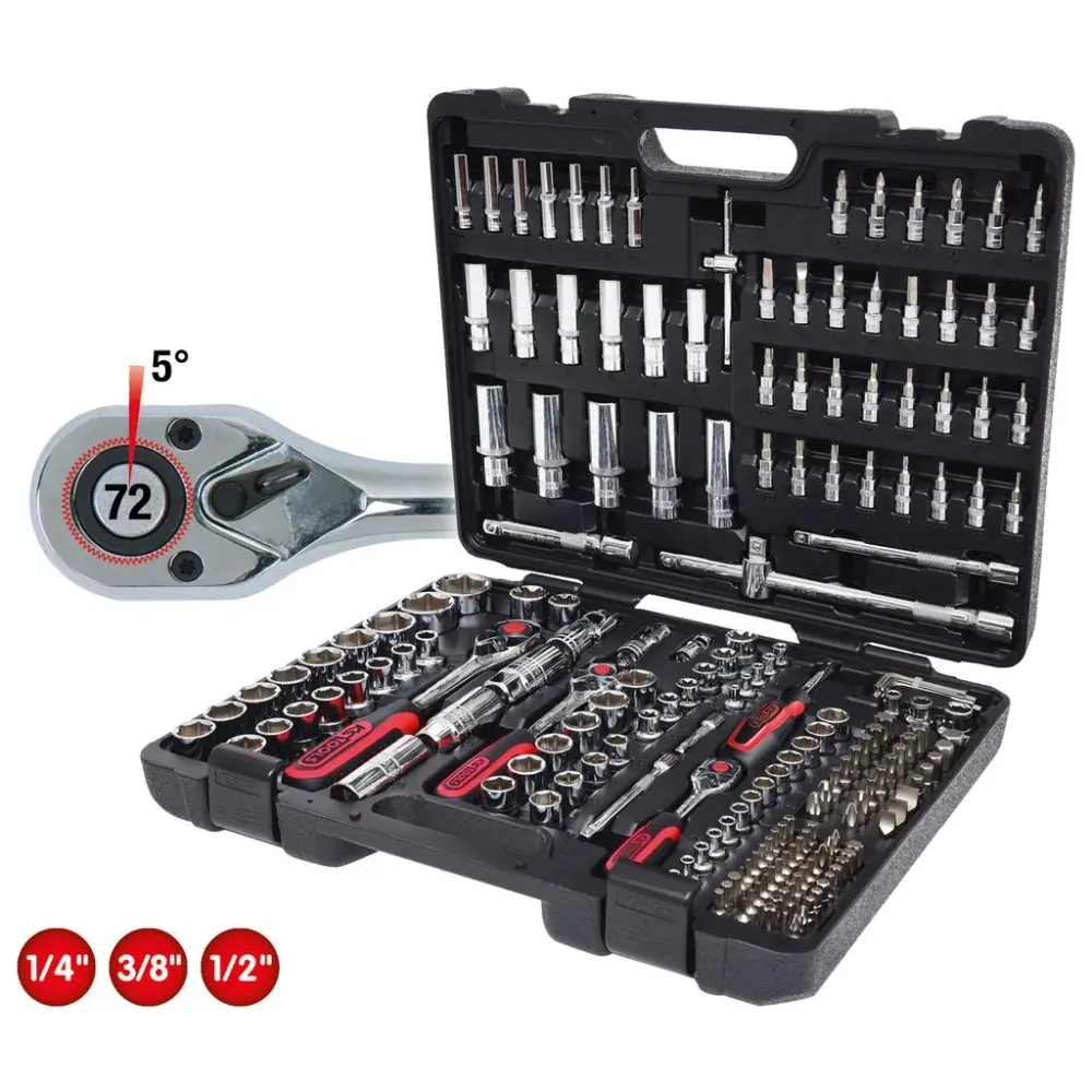 KS Tools 918.0795 1/4"+3/8"+1/2" CHROMEplus súprava nástrčkových kľúčov, 195-dielna
