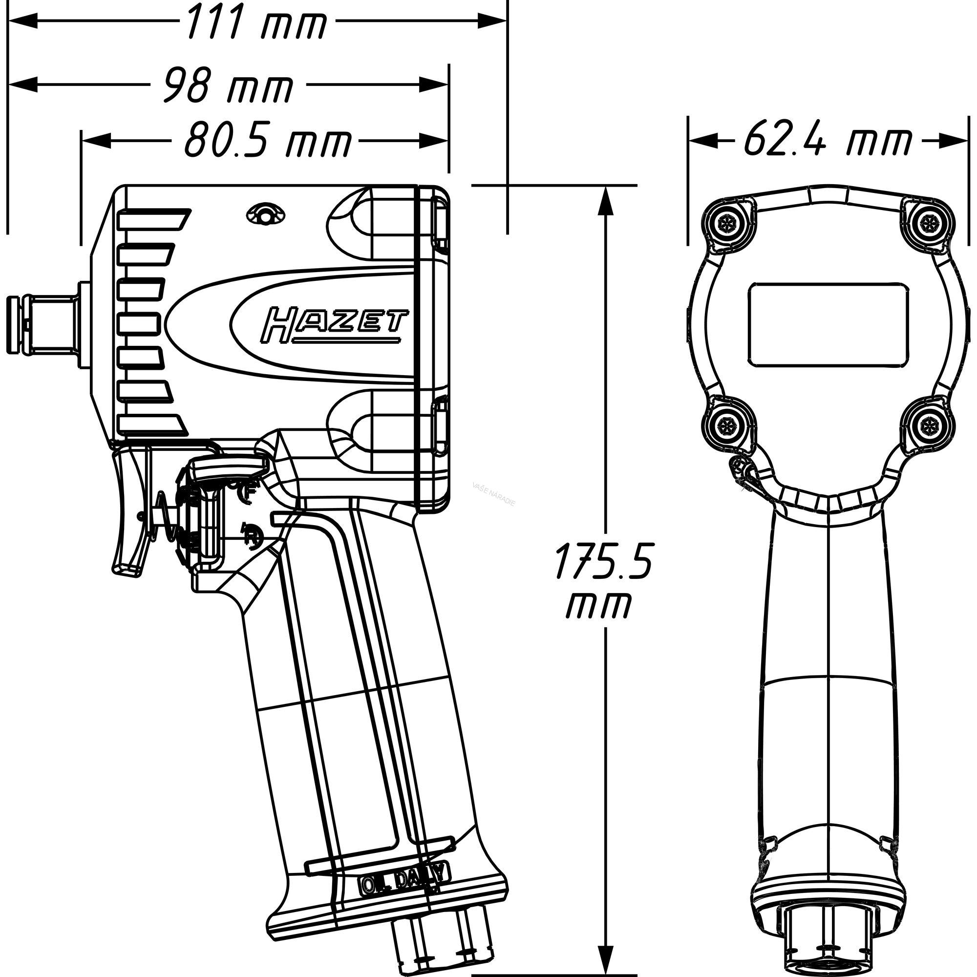 Hazet 9012M-1 rázový uťahovák 1200Nm - extra malý
