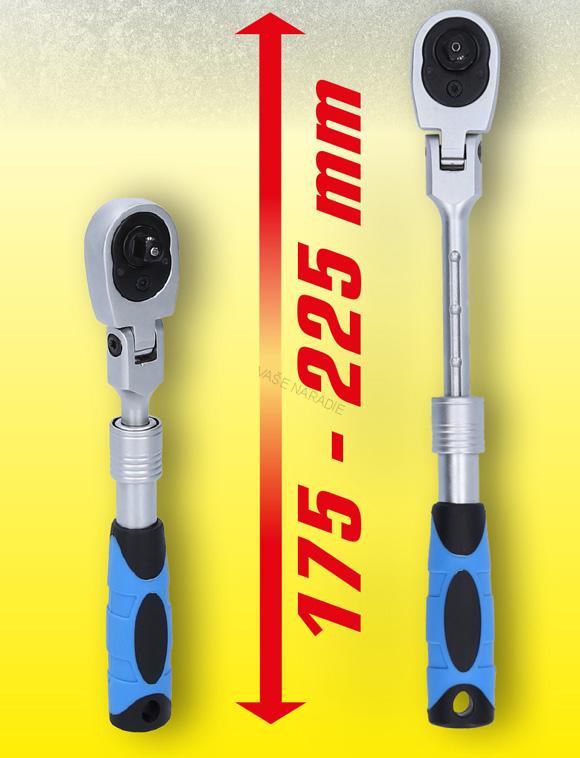 Brilliant Tools BT020997 1/4" teleskopická račňa s prepínacou páčkou s pružnou hlavou