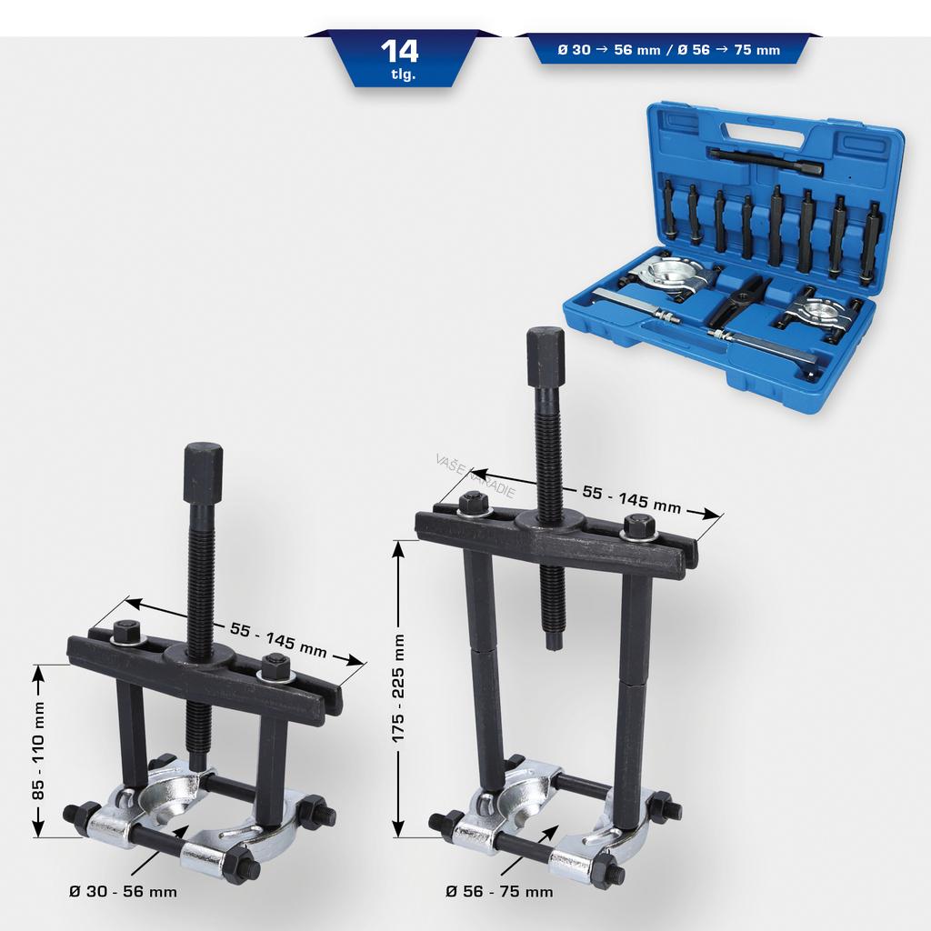 Brilliant Tools BT631100 Súprava sťahovákov pre guľkové ložisko s oddeľovacím nožom, 10-dielna