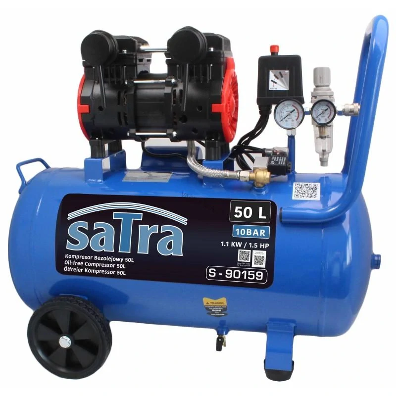 SATRA S-90159 – Bezolejový kompresor 50 l, 10 bar, 212 l/min