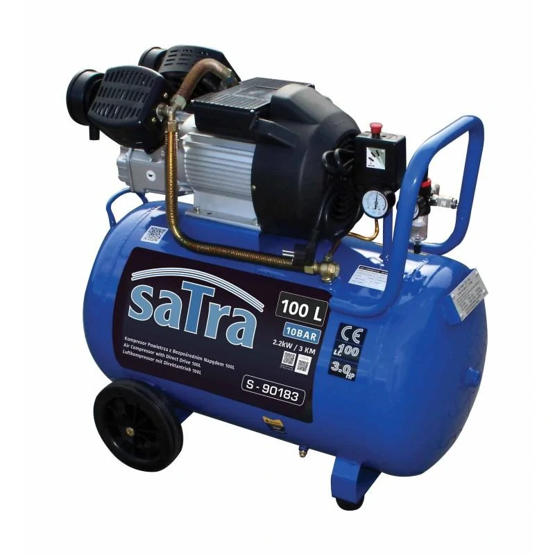 SATRA S-90183 – Olejový dvojpiestový kompresor 100 l, 3 HP, 400 l/min