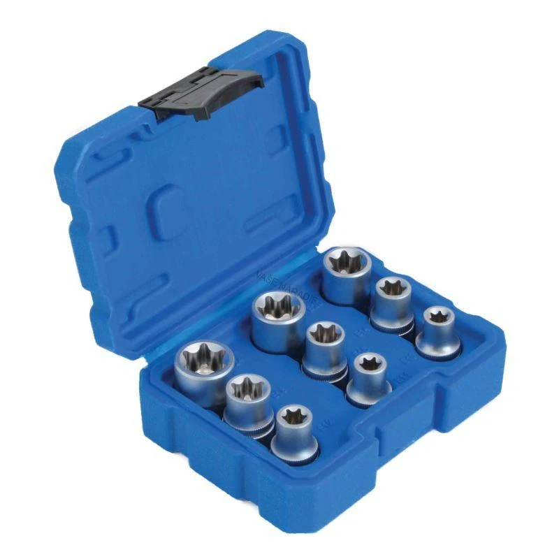 SATRA S-90278 Sada hlavíc TORX-E 1/2″ E10–E24, 9 dielov