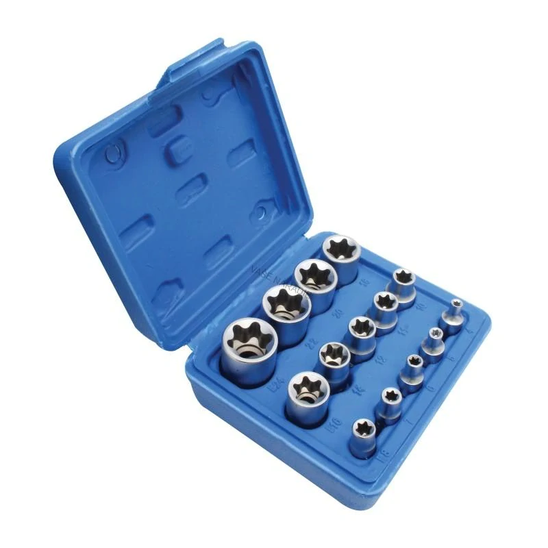 SATRA S-P14ES Sada nástrčných hlavíc TORX-E E4–E24, 14 dielov