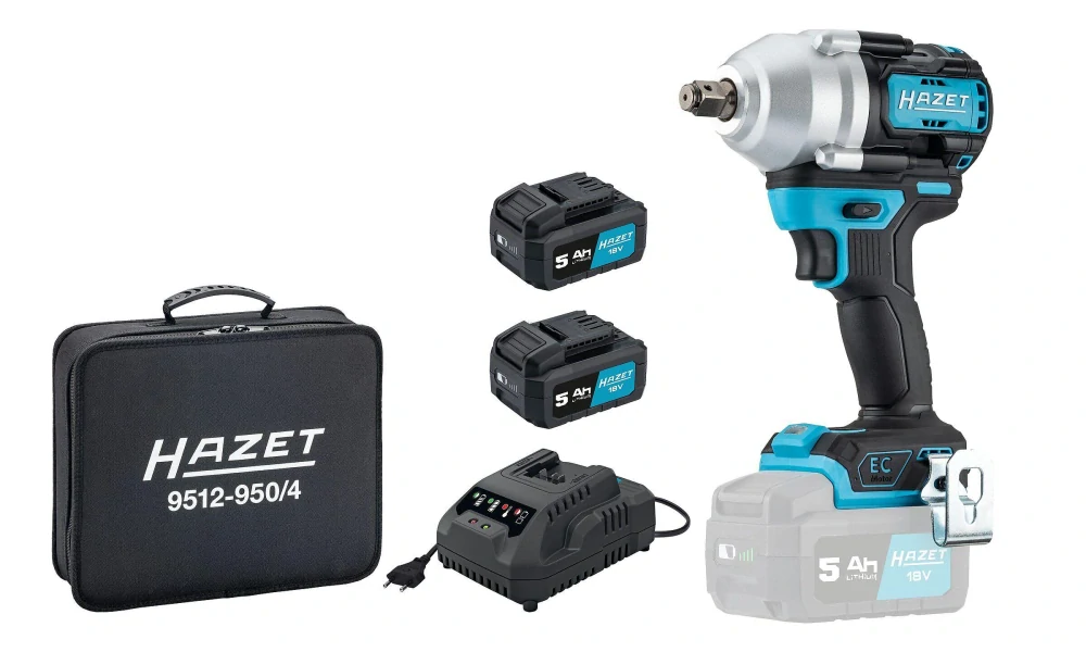 HAZET 9512-950/4 Aku rázový uťahovák 950 Nm, 4-dielna sada