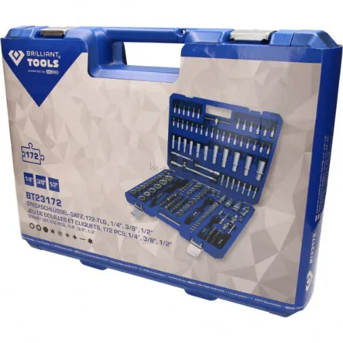 Brilliant Tools Sada nástrčných kľúčov Gola sada 172 dielna 1/4“, 3/8“, 1/2“  BT023172