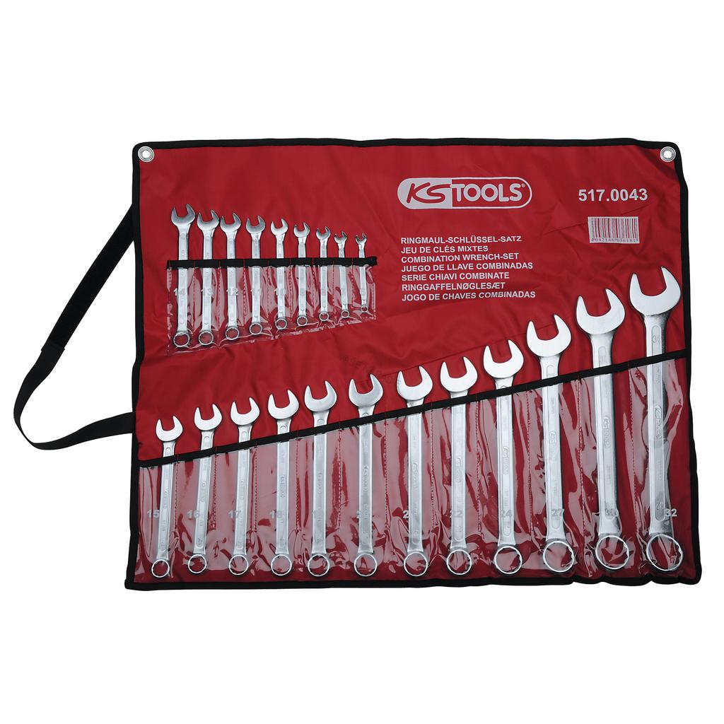 KS Tools Súprava dvojitých prstencových kľúčov, zahnuté, 21-dielna, 6-32mm 517.0043