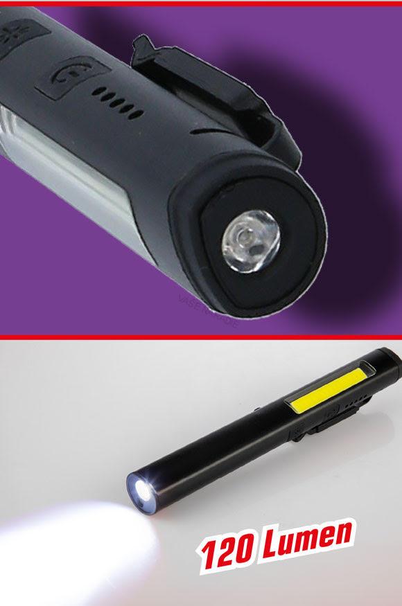 KS Tools LED COB Stripe inšpekčná lampa 350 lumenov s UV bodovou LED diódou a laserovým ukazovateľom 150.4400