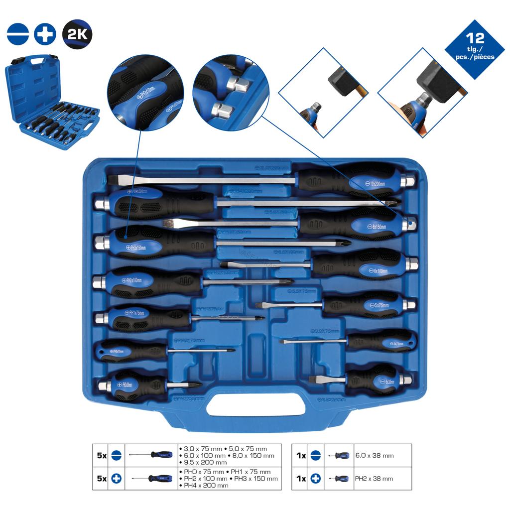 Brilliant Tools Súprava skrutkovačov s nárazovou hlavičkou, 12-dielna BT034012