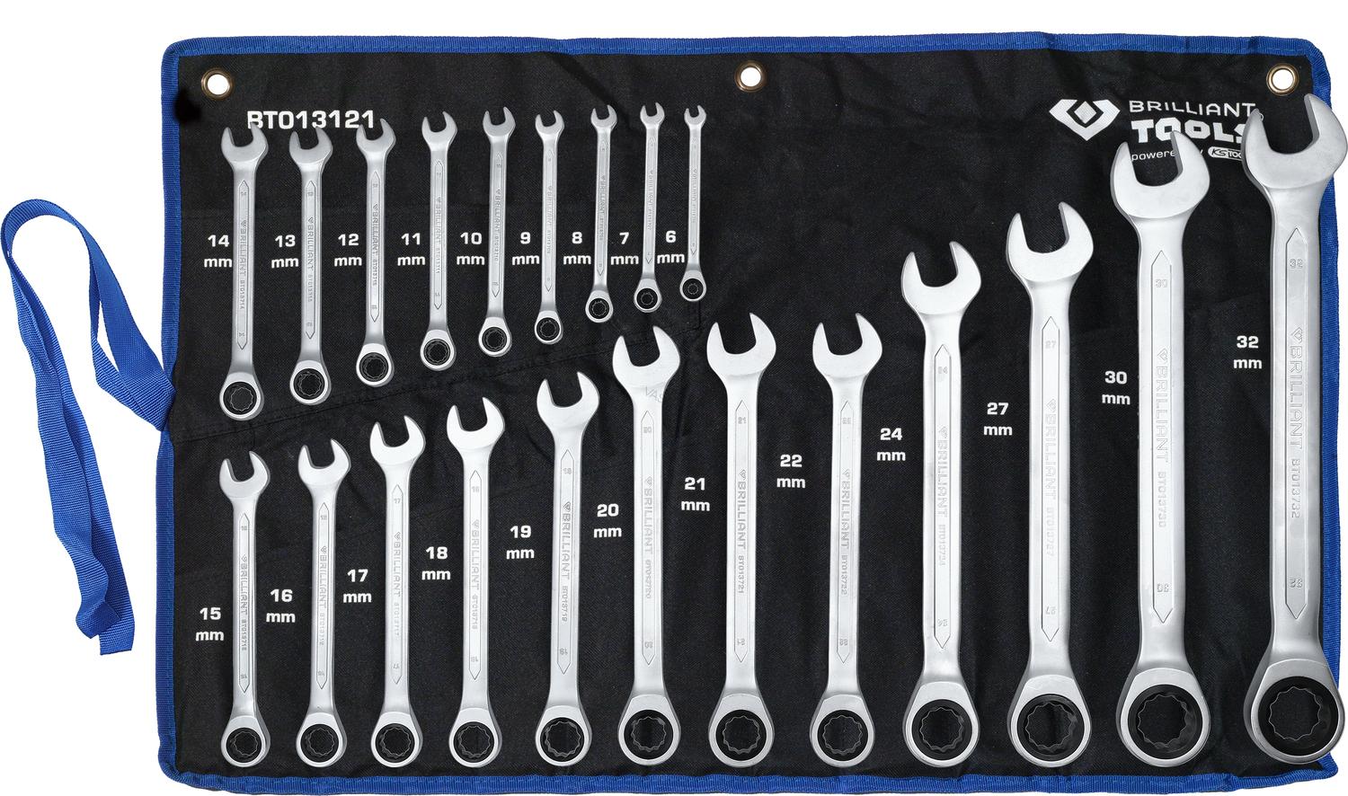 Brilliant Tools BT013121 Sada račňových očkoplochých kľúčov 21ks 6-32mm