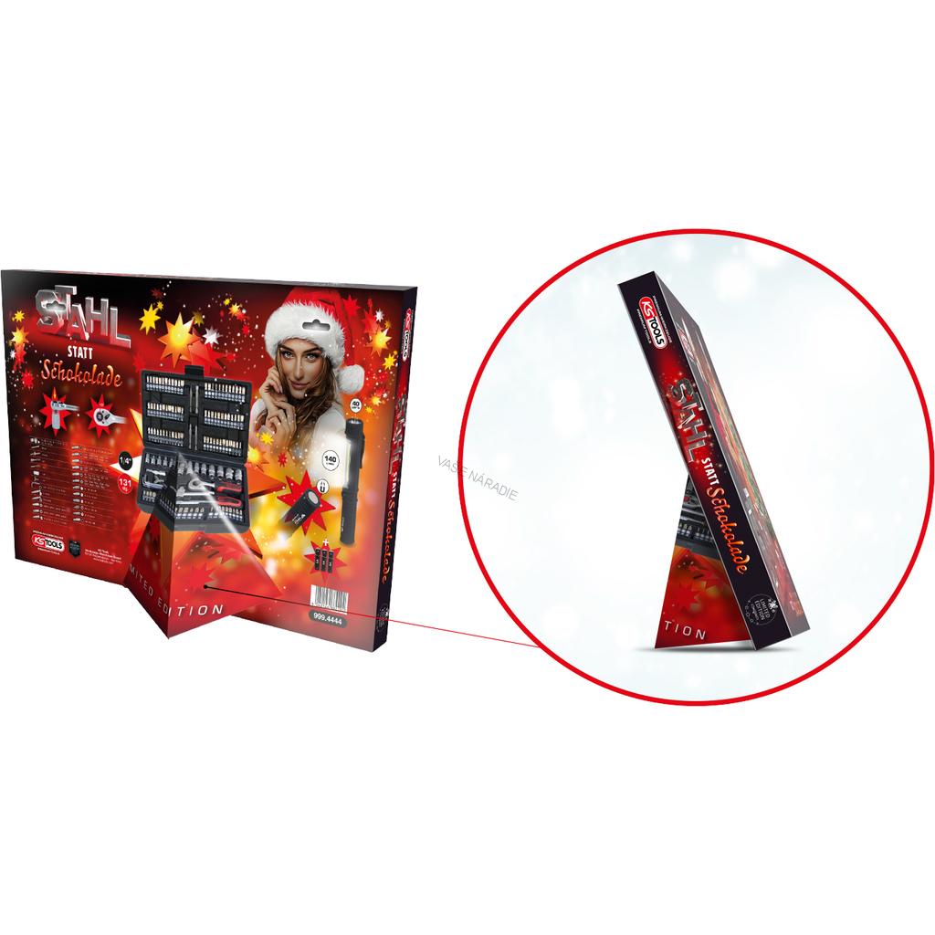 KS Tools 999.4444 Adventný kalendár, súprava nástrčkových kľúčov, 131 ks