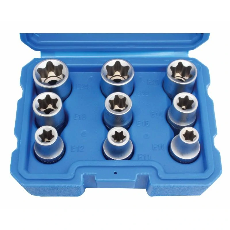 SATRA S-90278 Sada hlavíc TORX-E 1/2″ E10–E24, 9 dielov