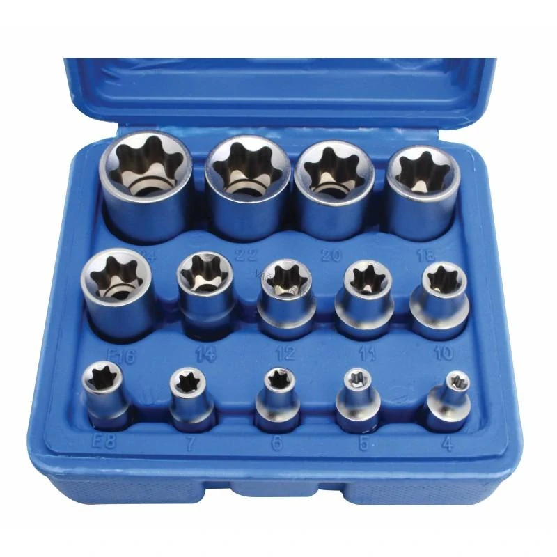 SATRA S-P14ES Sada nástrčných hlavíc TORX-E E4–E24, 14 dielov