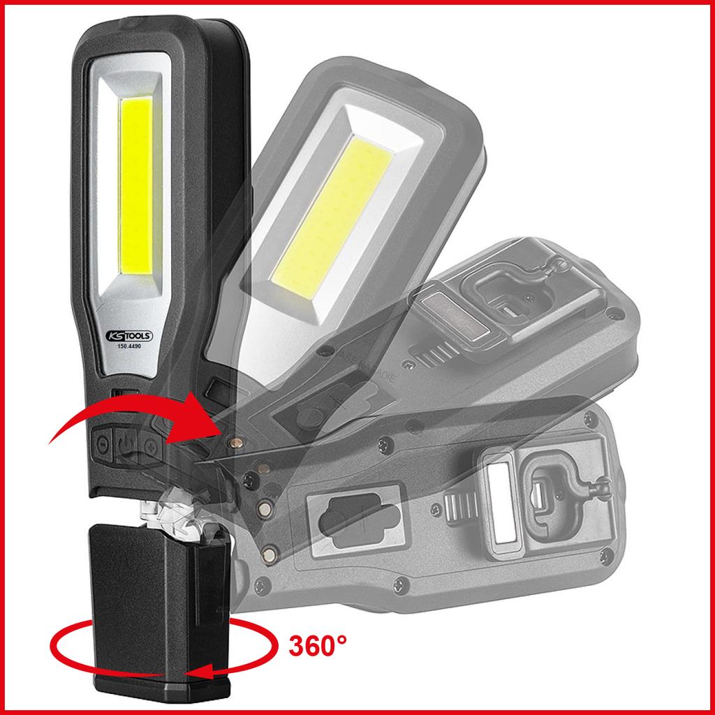 KS Tools Mobilná dielenská ručná lampa, sklápacia, 550 lumenov 150.4490