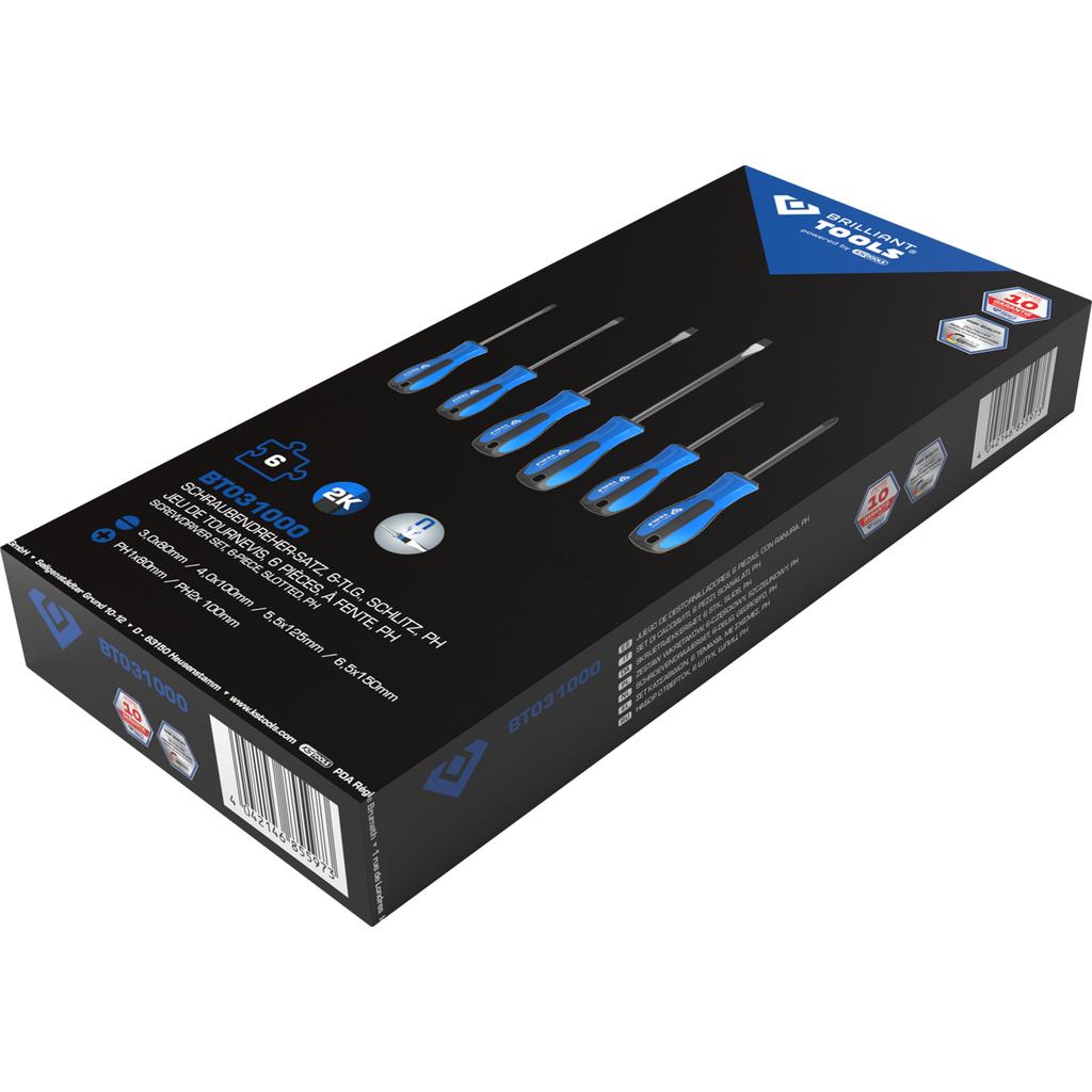 Brilliant Tools Súprava skrutkovačov, 6-dielna, ploché + PH BT031000