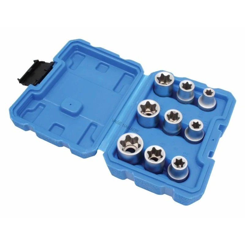 SATRA S-90278 Sada hlavíc TORX-E 1/2″ E10–E24, 9 dielov