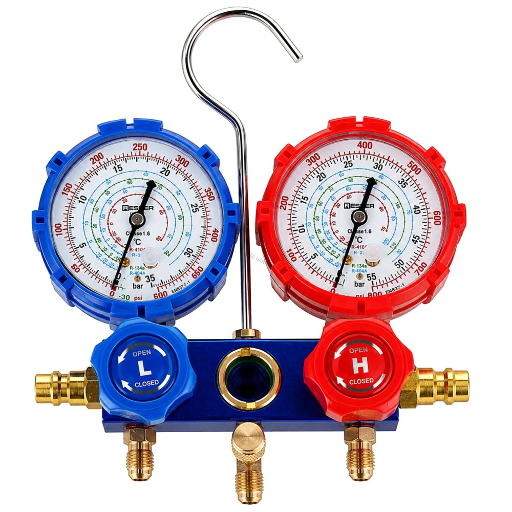 Resser 07-1011 Sada na plnenie a servis autoklimatizácie s manometrami a ventilmi