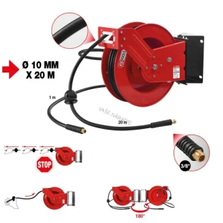 KS Tools Navíjacie zariadenie na pneumatické hadice ? 10 mm, prípojka 3/8", 20 m 515.3425