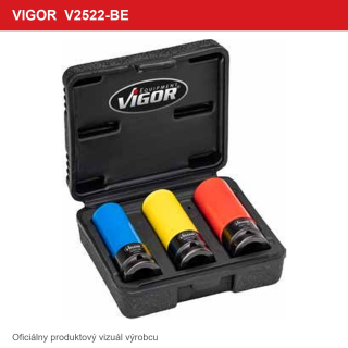 Sada rázových hlavíc VIGOR V2522-BE BLACK EDITION, 17/19/21 mm