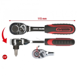 KS Tools 918.1495 1/4" CHROMEplus račňa na bity s prepínacou páčkou, 115mm