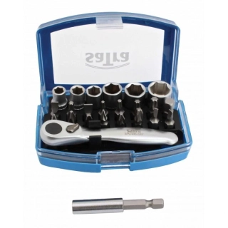 Satra S-R24BS, Bity, nástrčné kľúče a račňa 1/4", sada 24 ks
