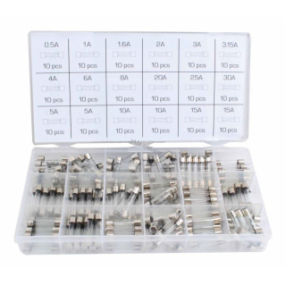 Asta A-TC521 Sada sklenených trubičkových poistiek 0,5 - 30A (6x30mm) 180 ks
