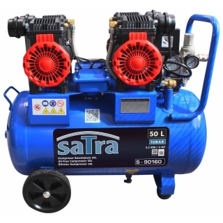 SATRA S-90160 – Bezolejový dvojpiestový kompresor 50 l, 3 HP, 424 l/min