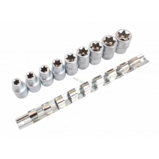 ASTA 954009-2 Sada nástrčných hlavíc TORX-E 1/2″ E10–E24, 9 dielov