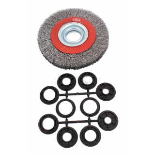 SATRA S-6WBC150 Kotúčová oceľová kefa 150 mm s adaptérmi