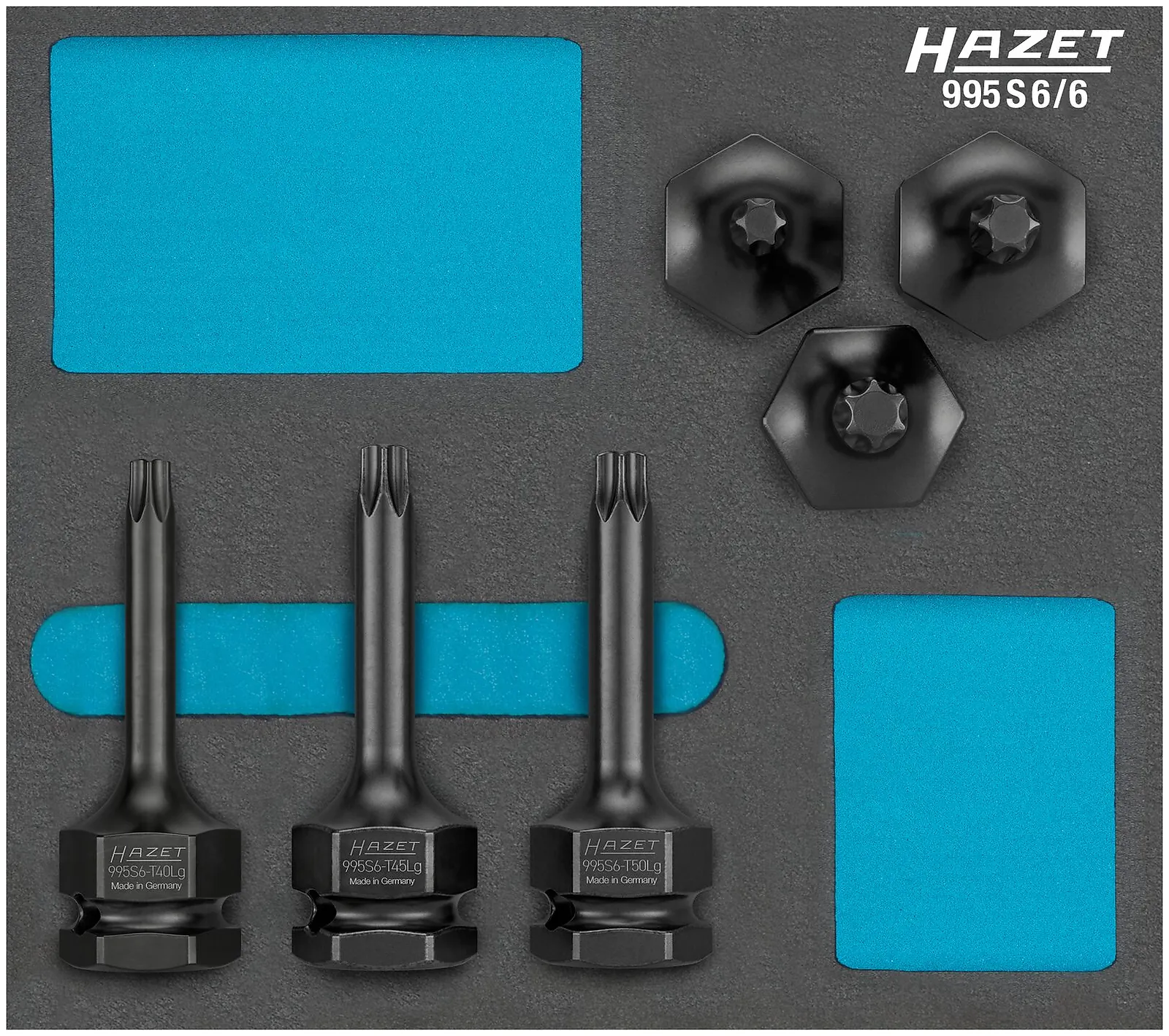 1⁄2″ · 24 mm vonkajší šesťhran Sada nástrčných hlavíc pre rázový a strojový uťahovák · Vnútorný profil TORX® HAZET 995S6/6
