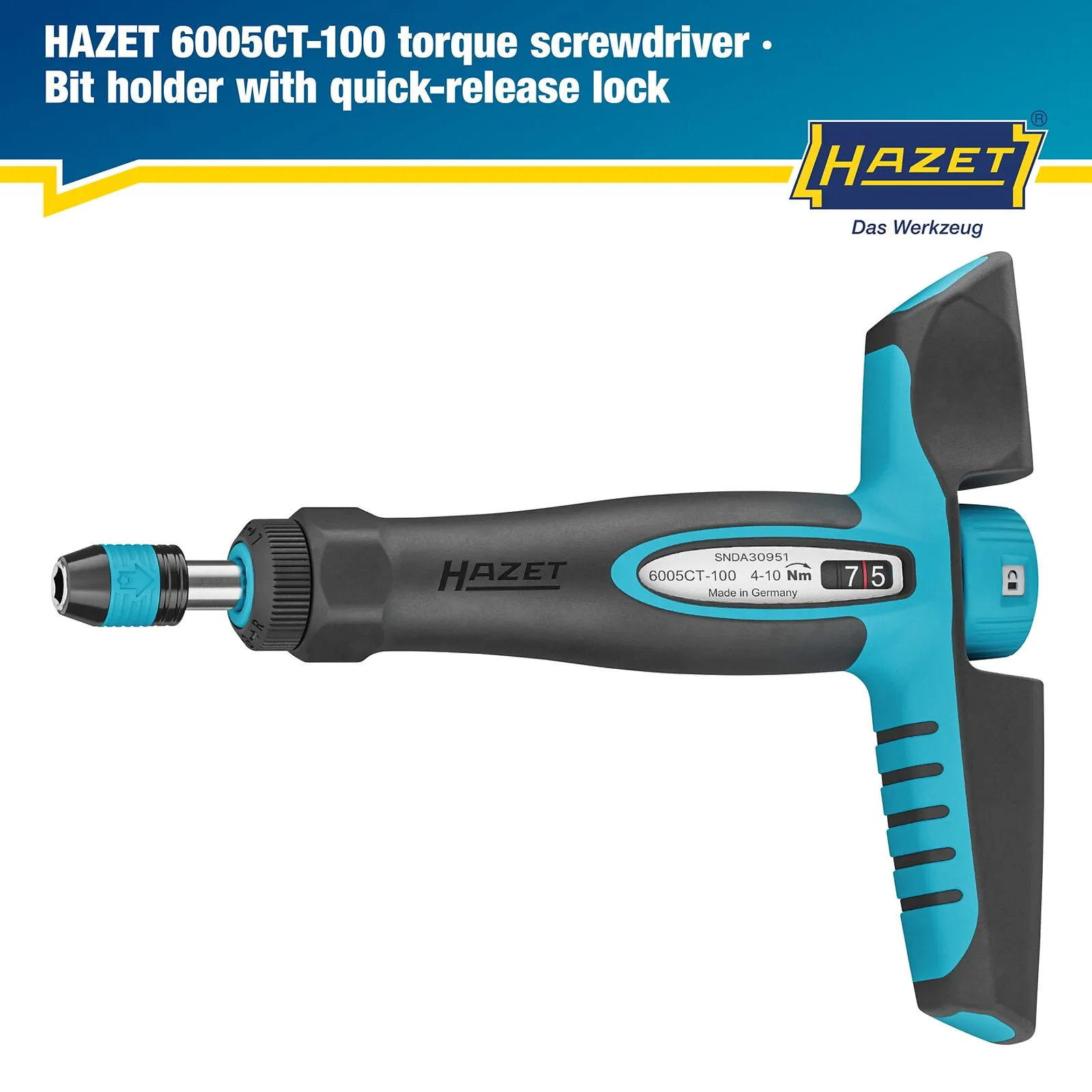 1⁄4″ Momentový skrutkovač s priečnou rukoväťou · 4 – 10 Nm · ±6% HAZET 6005CT-100