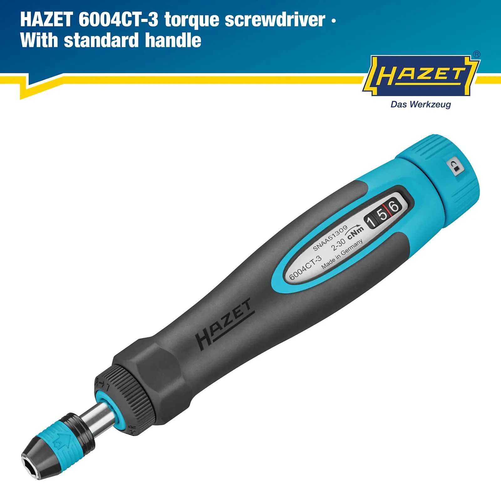 1⁄4″ Momentový skrutkovač so štandardnou rukoväťou · 0.02 – 0.3 Nm · ±6% HAZET 6004CT-3