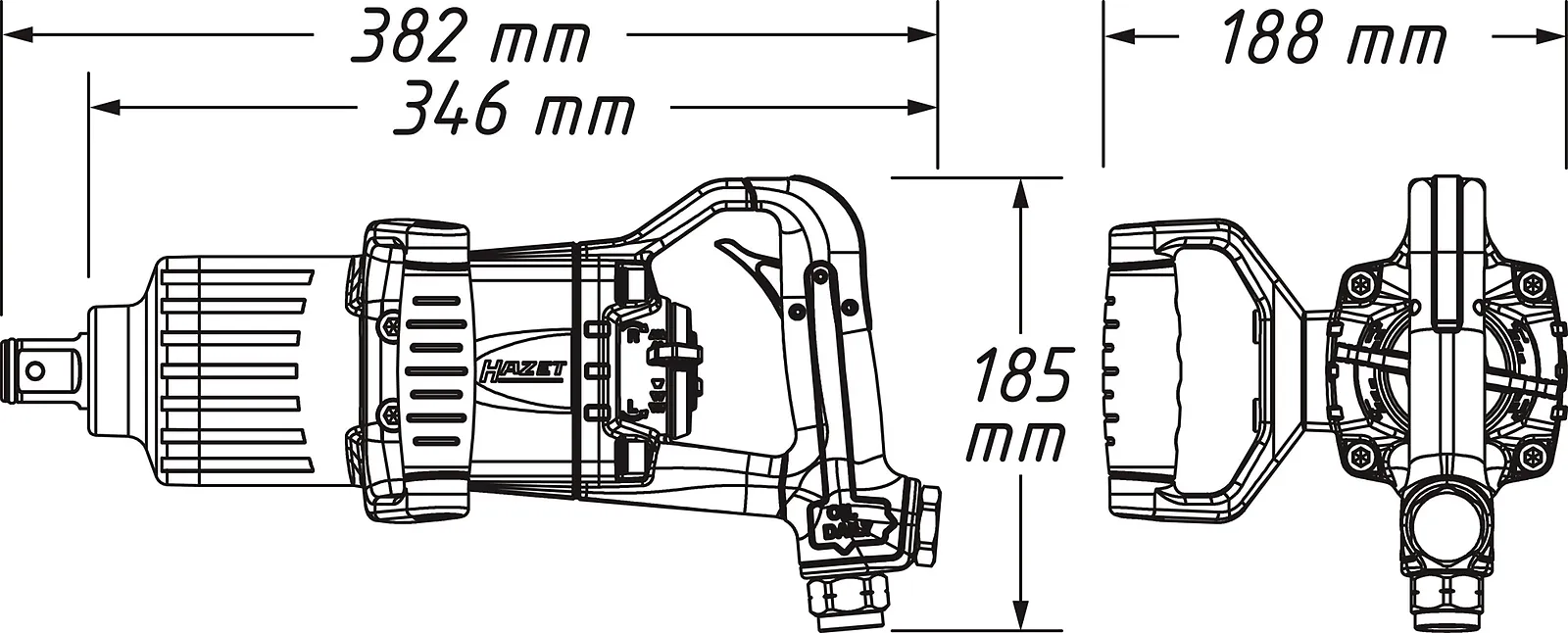 1″ Rázový uťahovák · 3400 Nm HAZET 9014PS-1