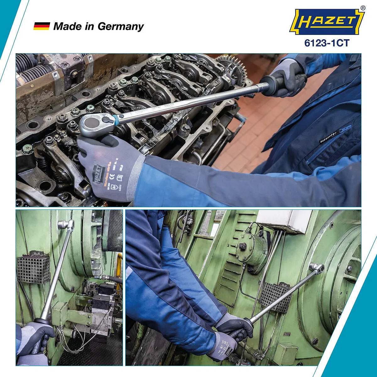 1⁄2″ Momentový kľúč · 60 – 320 Nm · ±2 % · S prepínacou račňou HiPer HAZET 6123-1CT