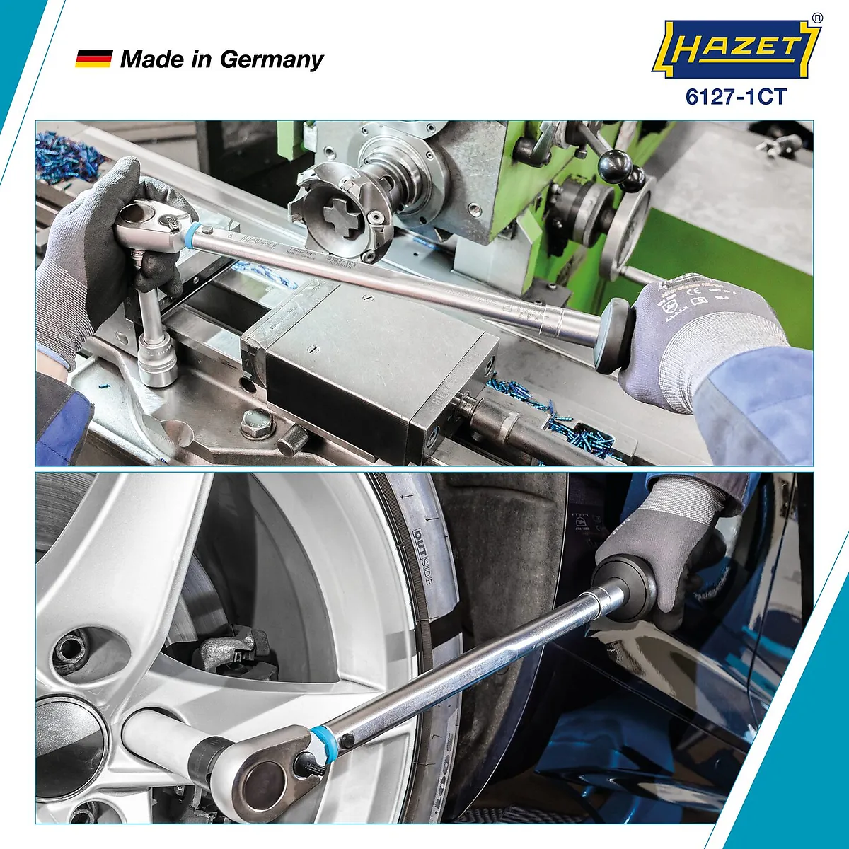 1⁄2″ Momentový kľúč · US STANDARD · 54,2 – 271,2 Nm · 40 – 200 lbf·ft · ±3 % · S prepínacou račňou HiPer HAZET 6127-1CT