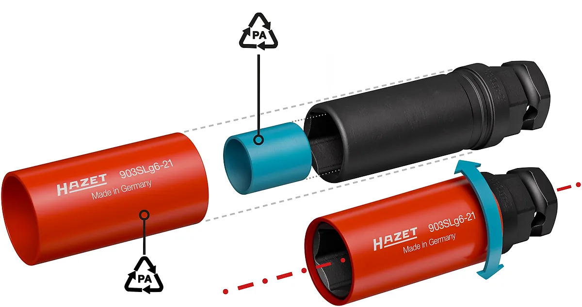 1⁄2″ Nástrčná hlavica pre rázový a strojový uťahovák · vonkajší profil šesťhran · 21 mm HAZET 903SLG6-21