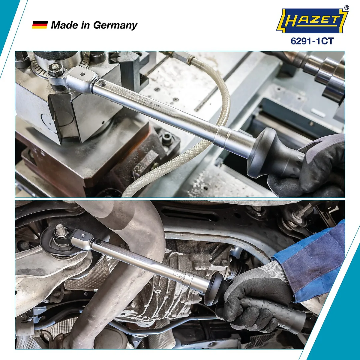14 × 18 mm Momentový kľúč s DAkkS kalibračným listom · 20 – 120 Nm · ±2 % HAZET 6291-1CTCAL